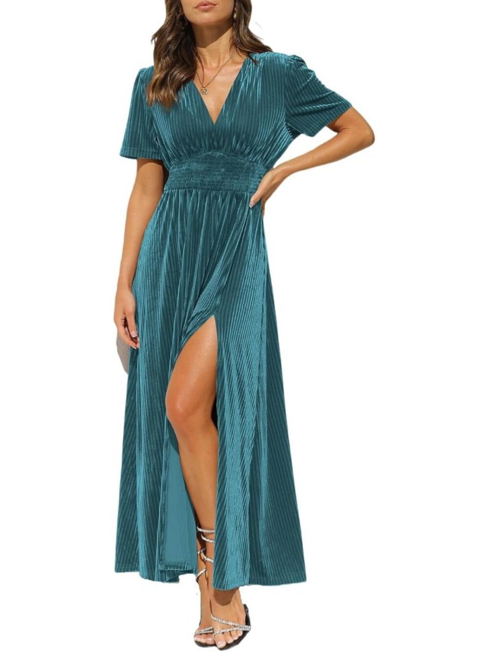 Elegant Velvet Maxi Dress for Women | Formal Wedding Guest Attire